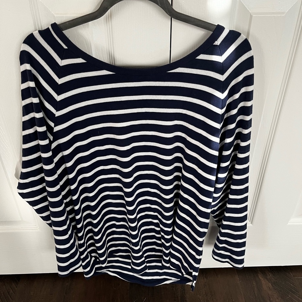 Ladies blue and white striped shirt